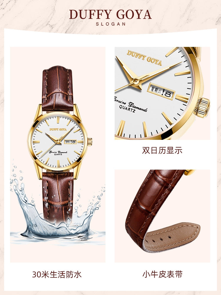 瑞士正品2025新款轻奢小众女士腕表小巧时尚真皮夜光防水简约精致