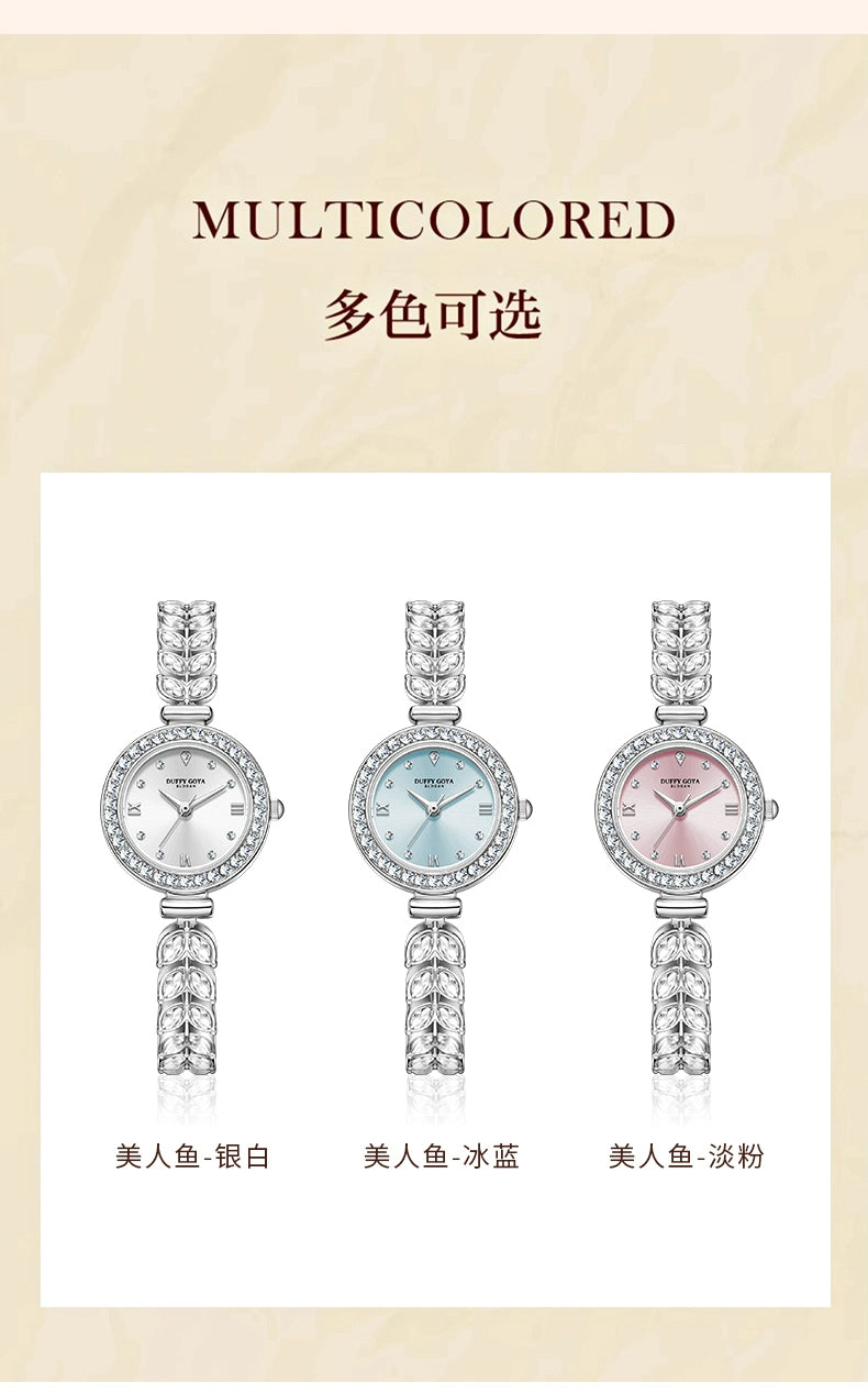 美人鱼手表女款小众轻奢女士实用满钻2025新款送女朋友防水精致表