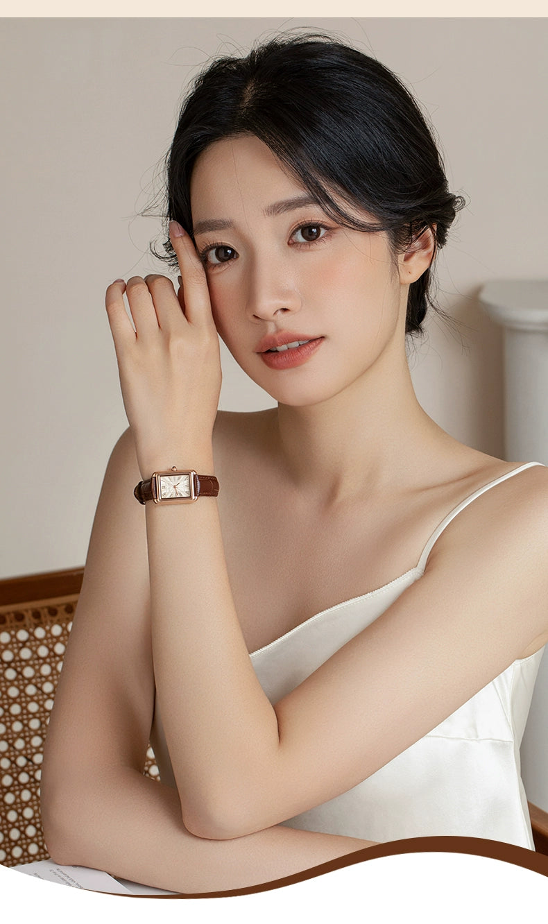 复古小方表2025新款正品轻奢小众手表女罗马高级真皮防水简约气质