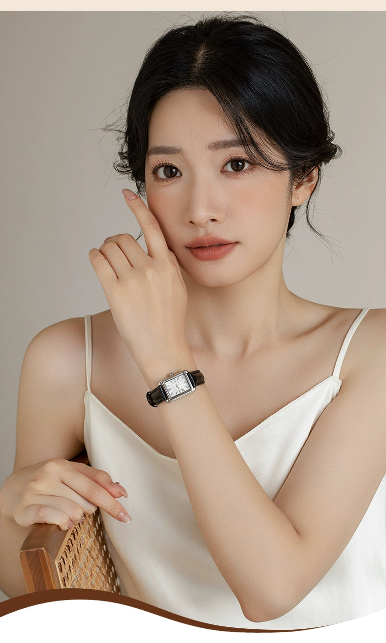 复古小方表2025新款正品轻奢小众手表女罗马高级真皮防水简约气质