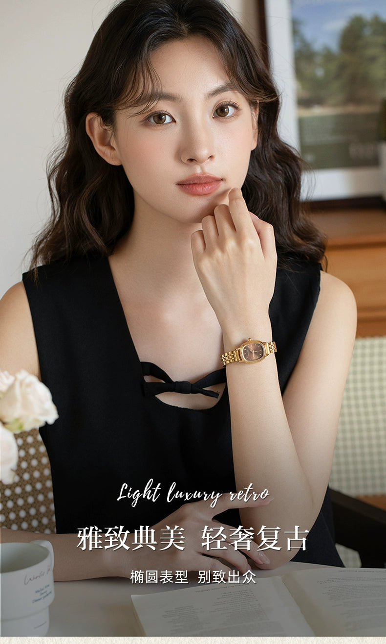正品复古小金表2025新款手表女款轻奢小众瑞士名牌时尚小表盘防水