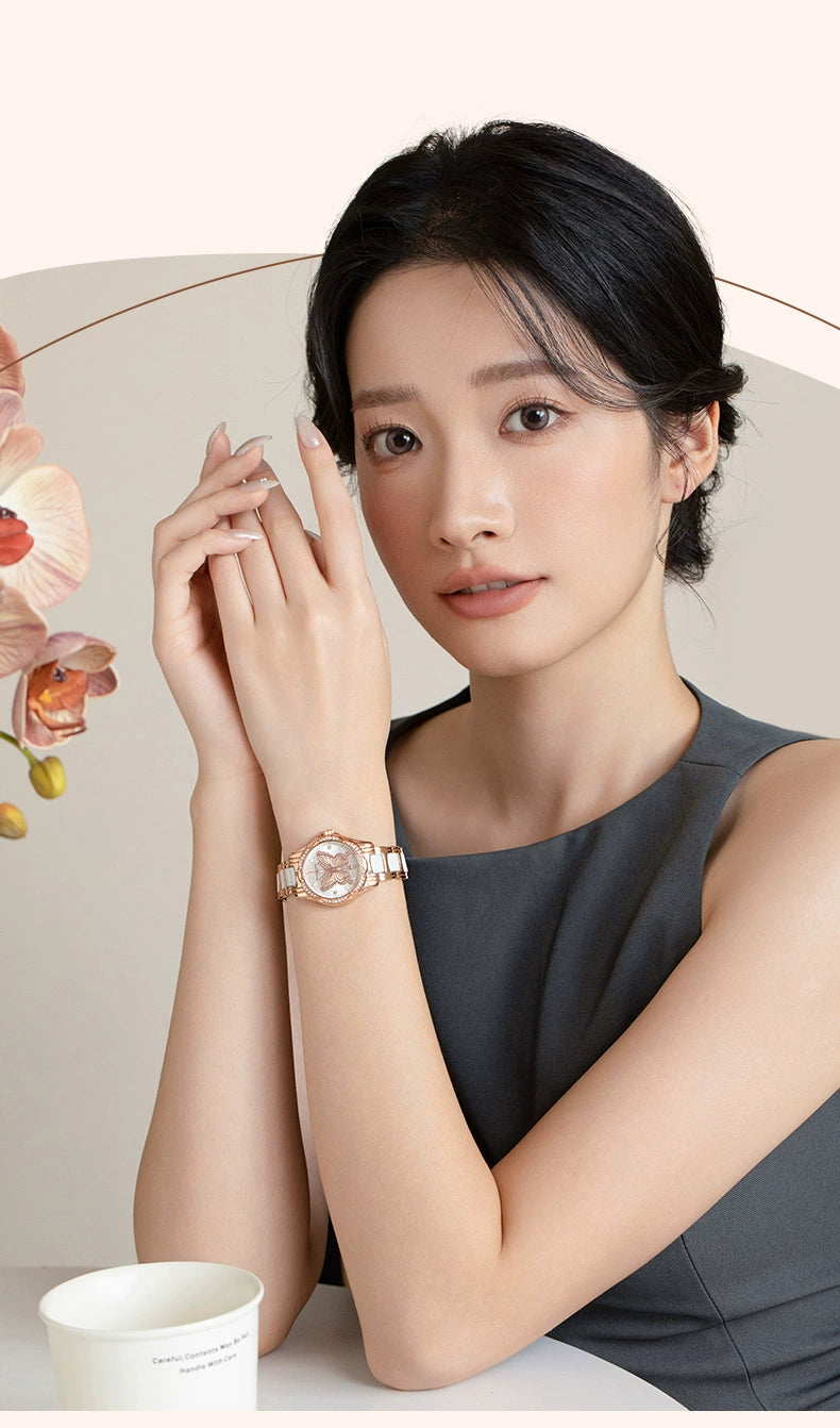 手表女轻奢小众镶钻爱心陶瓷正品高级超薄2025新款防水礼物送女生
