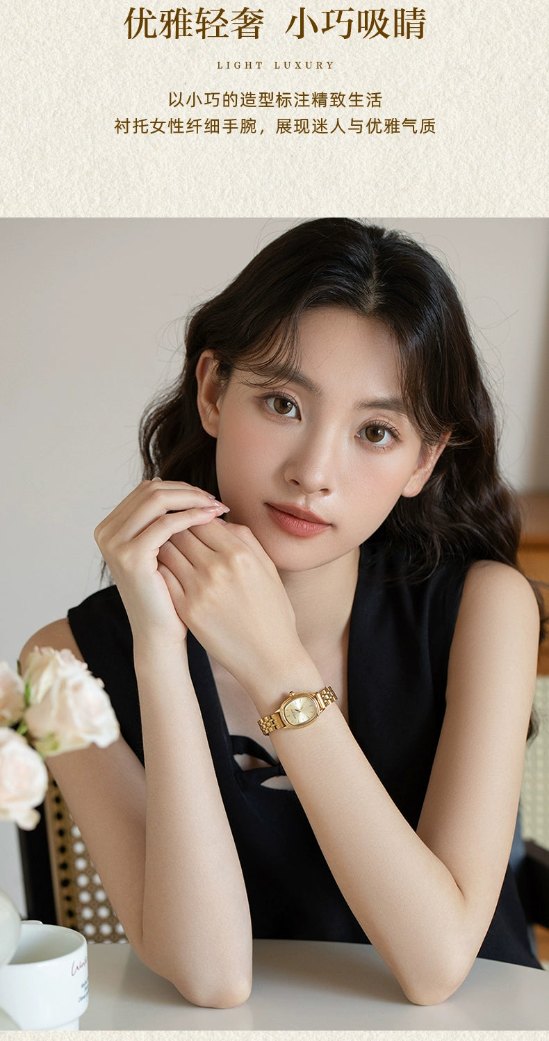 复古小众金表2025新款瑞士正品轻奢名牌时尚女士手表防水方形小盘