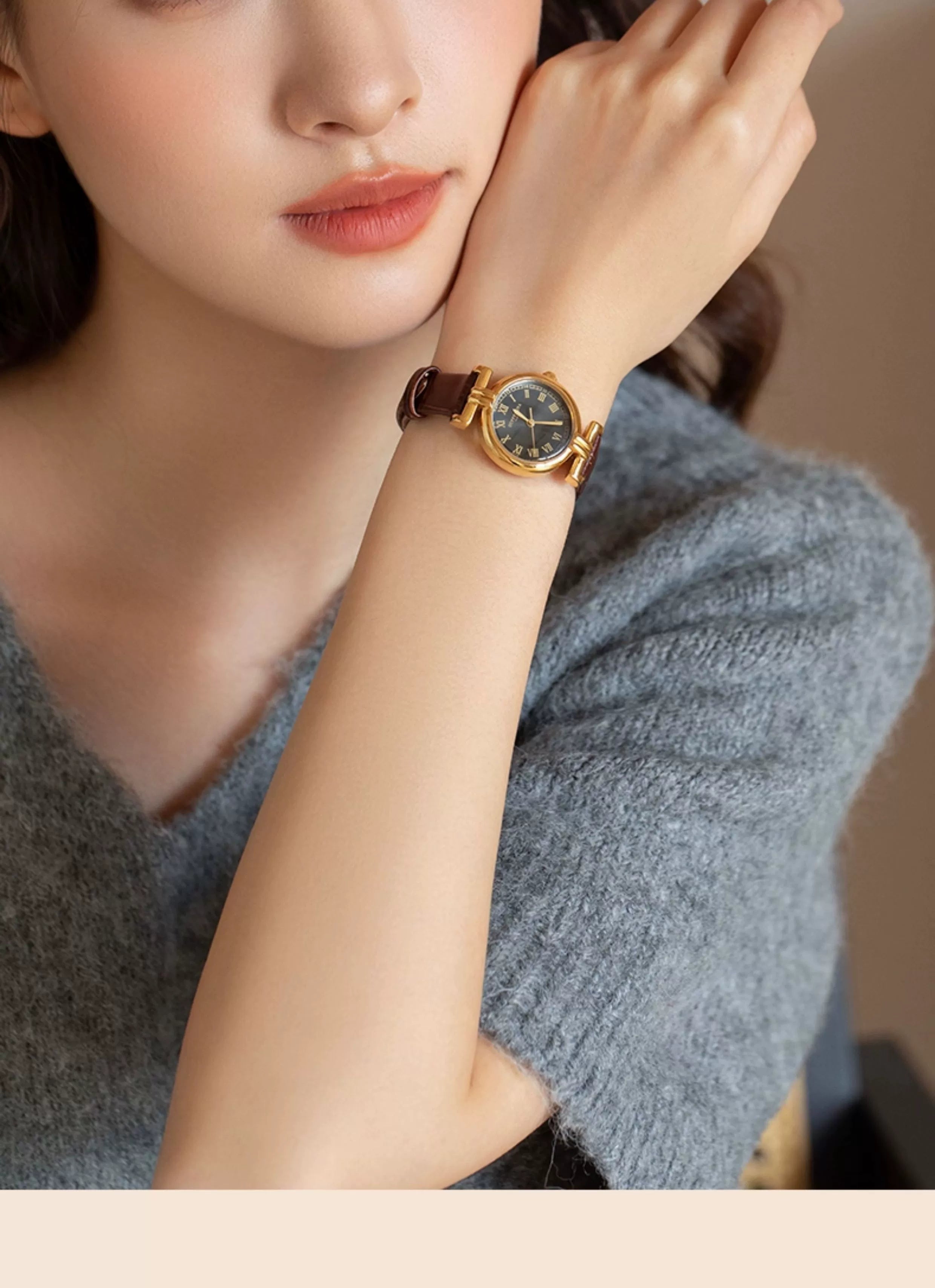 复古桂花小金表正品2025新款经典轻奢女士手腕小众巧名牌罗马皮带