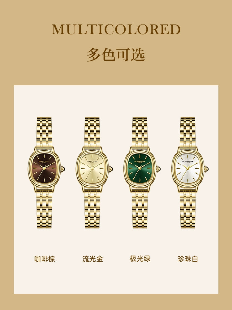 复古小众金表2025新款瑞士正品轻奢名牌时尚女士手表防水方形小盘