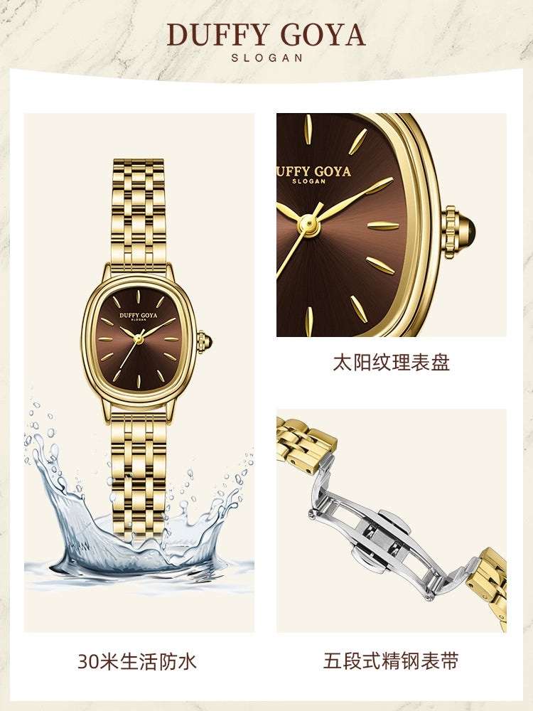 复古小众金表2025新款瑞士正品轻奢名牌时尚女士手表防水方形小盘