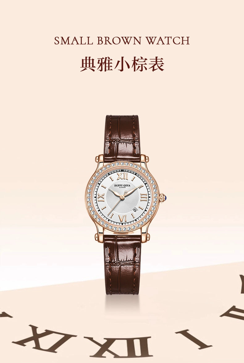 明星同款快乐钻新款2025小众轻奢正品女士手表名牌学生防水真皮薄