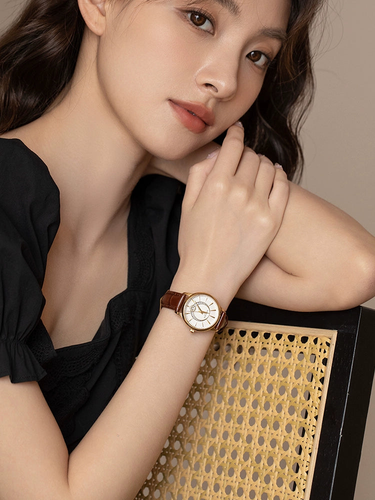 高端小金表2025新款正品复古女士手表防水名牌皮带轻奢小众送礼物