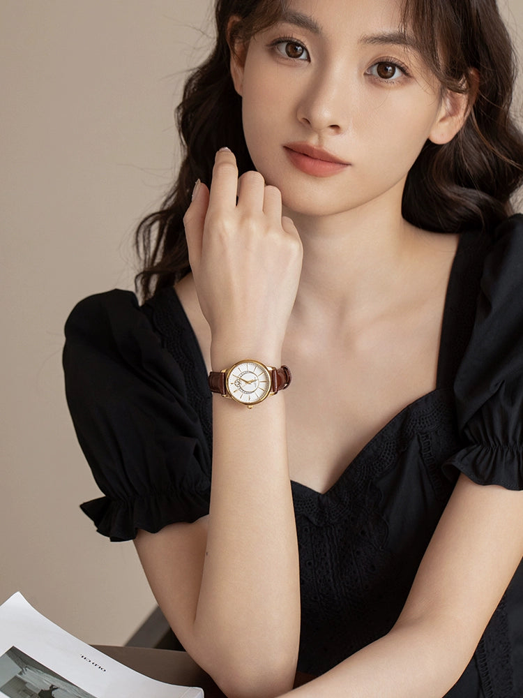 高端小金表2025新款正品复古女士手表防水名牌皮带轻奢小众送礼物