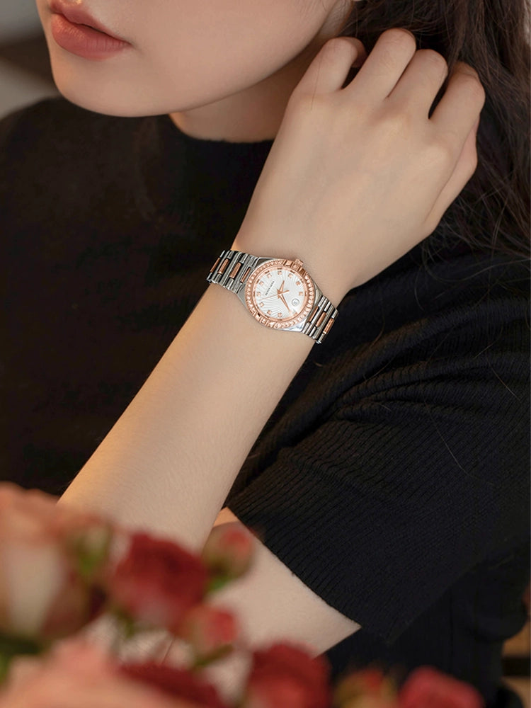 星座双鹰复古手表女款2025新款正品轻奢镶钻小众职场女士手表防水